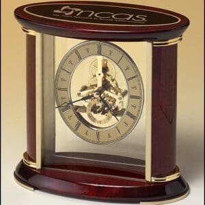 Skeleton Clock With Sub-Second Dial, Brass Finished Movement And Rosewood Piano Finish Accents