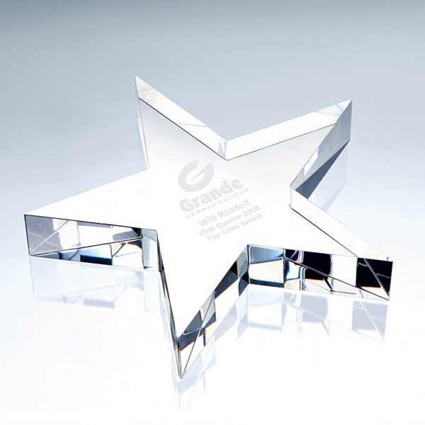 Crystal Glass Flat Star Paperweight