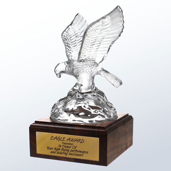 Crystal Glass Soaring Eagle On Base