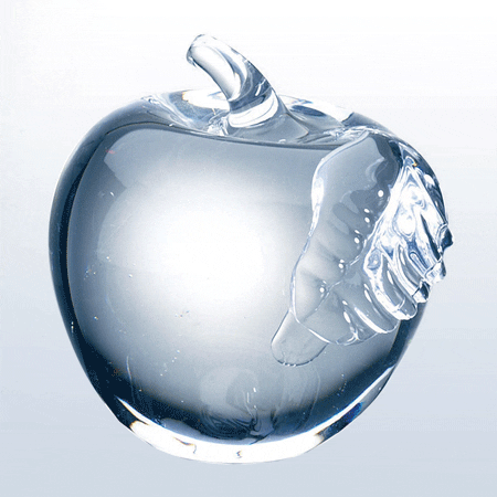 Glass Crystal Apple With Clear Leaf